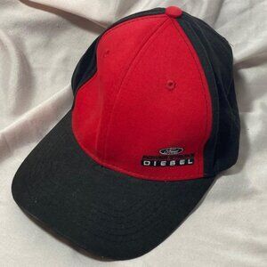 Ford Diesel Hat Cap Red Black Adjustable 100% Cotton Trucks